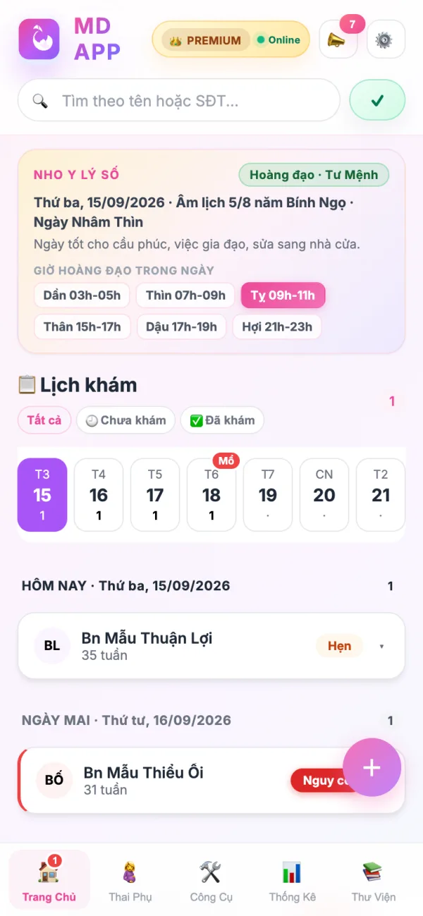 Trang Chủ với dải 7 ngày