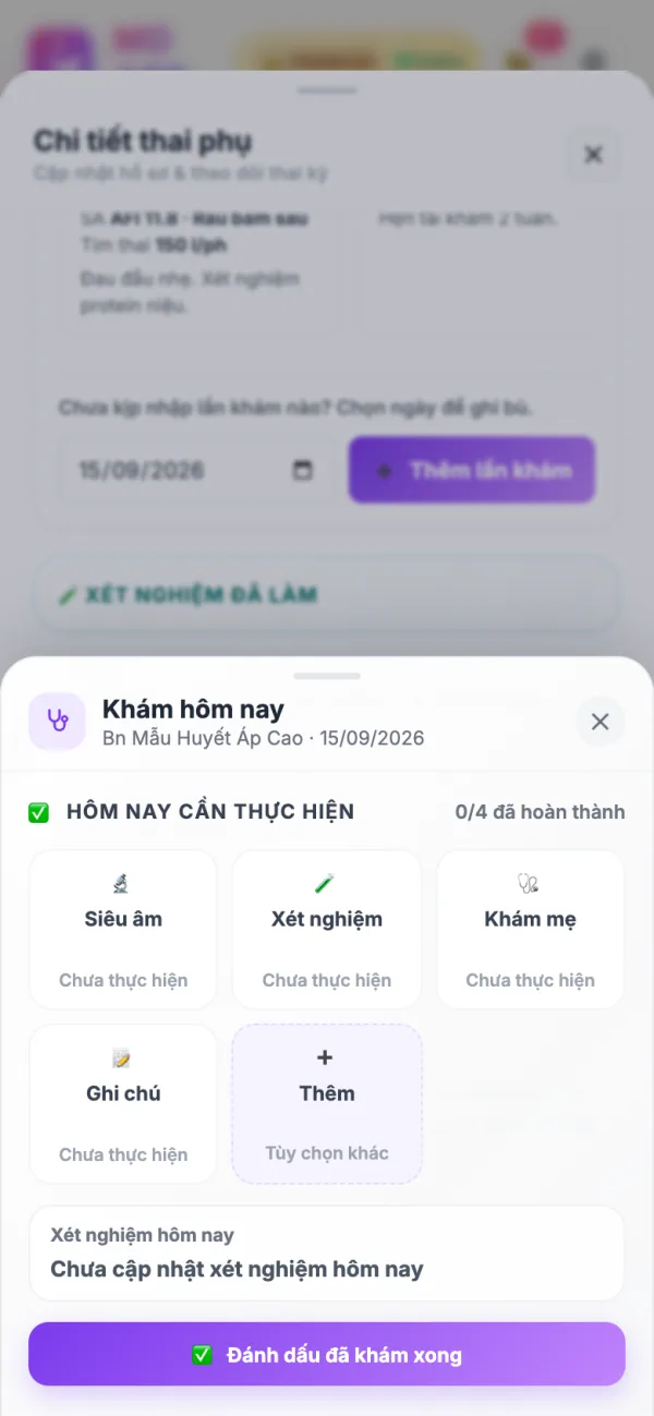 Sheet khám hôm nay