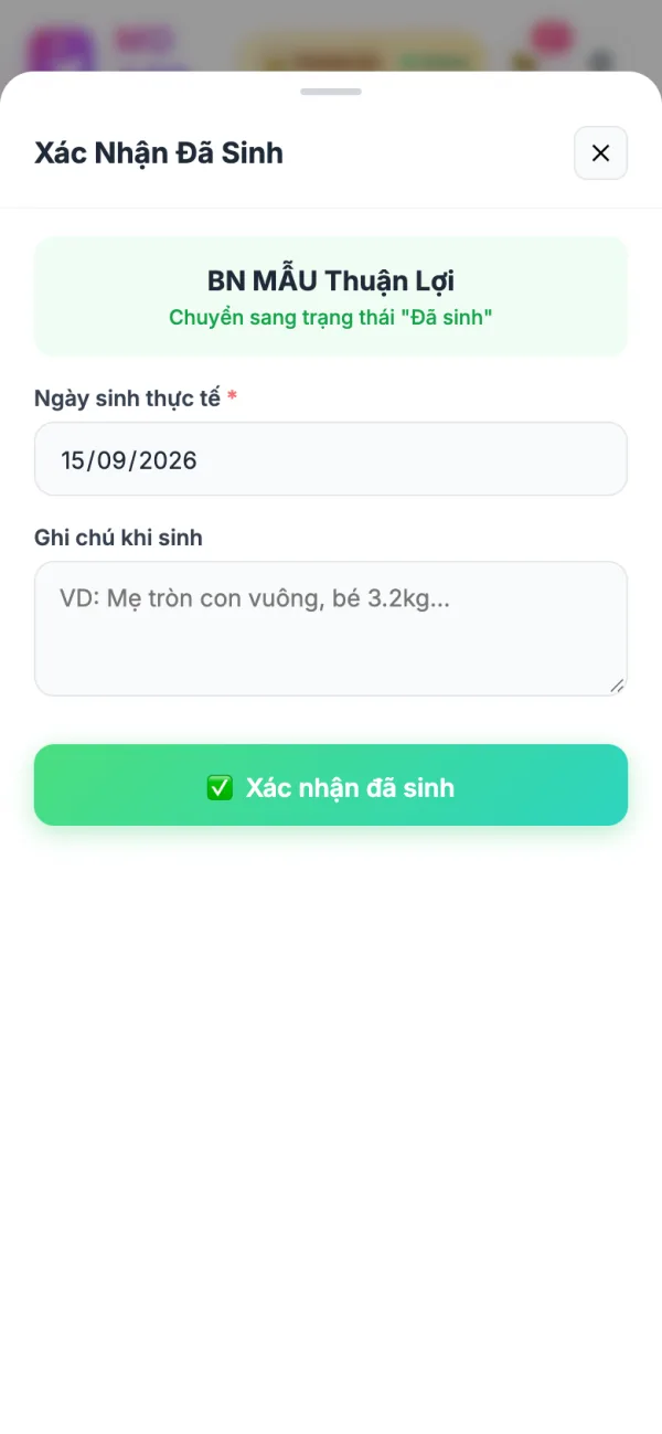 Xác nhận đã sinh