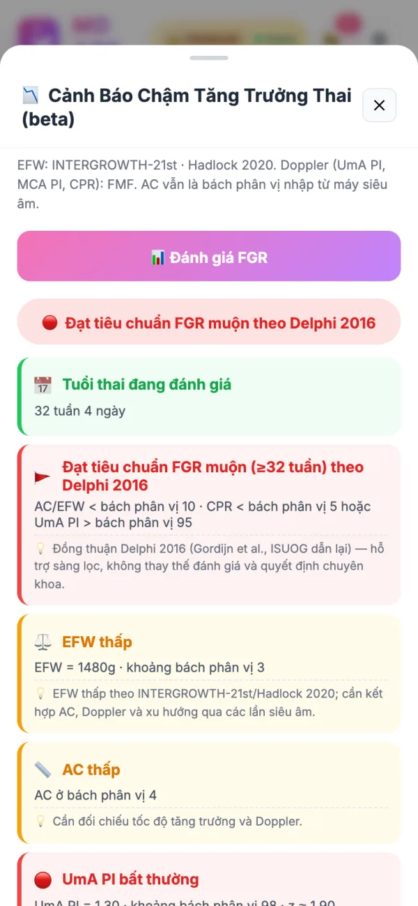 Cảnh báo chậm tăng trưởng thai
