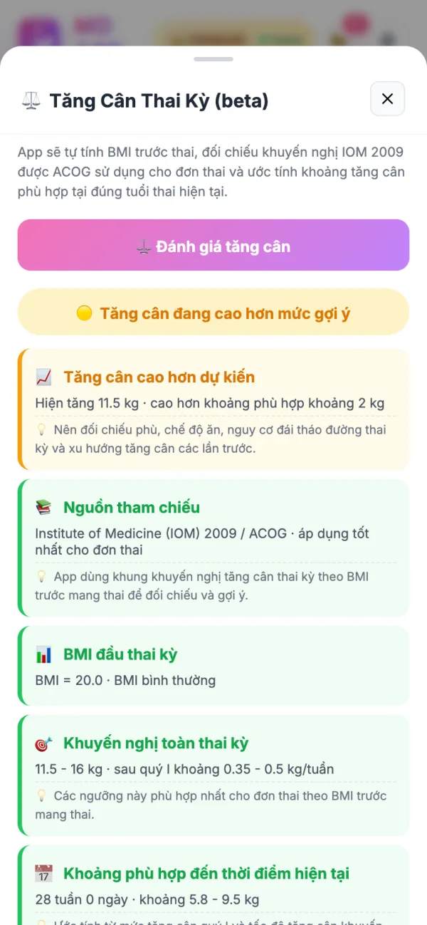 Tăng cân thai kỳ