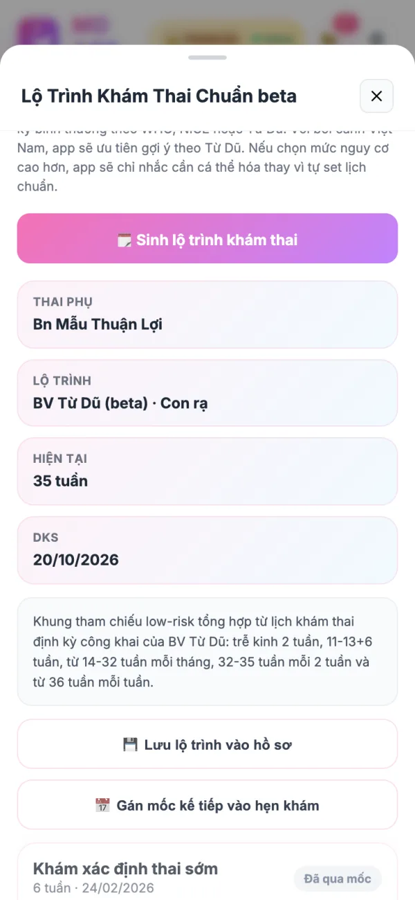 Lộ trình khám thai chuẩn