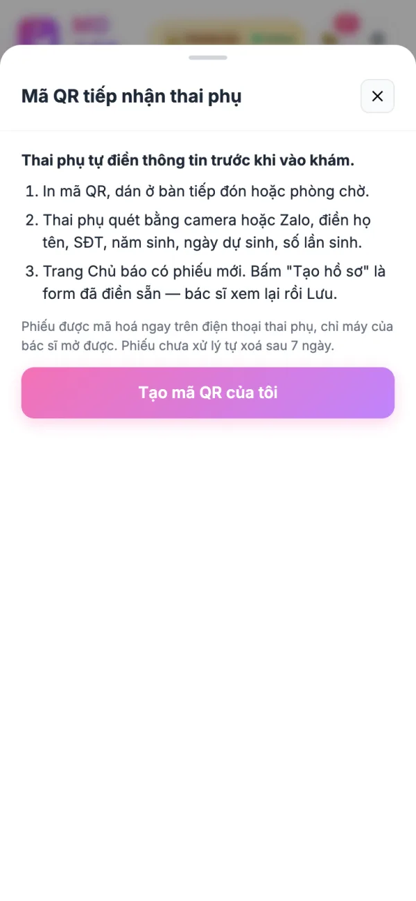 Mã QR tiếp nhận