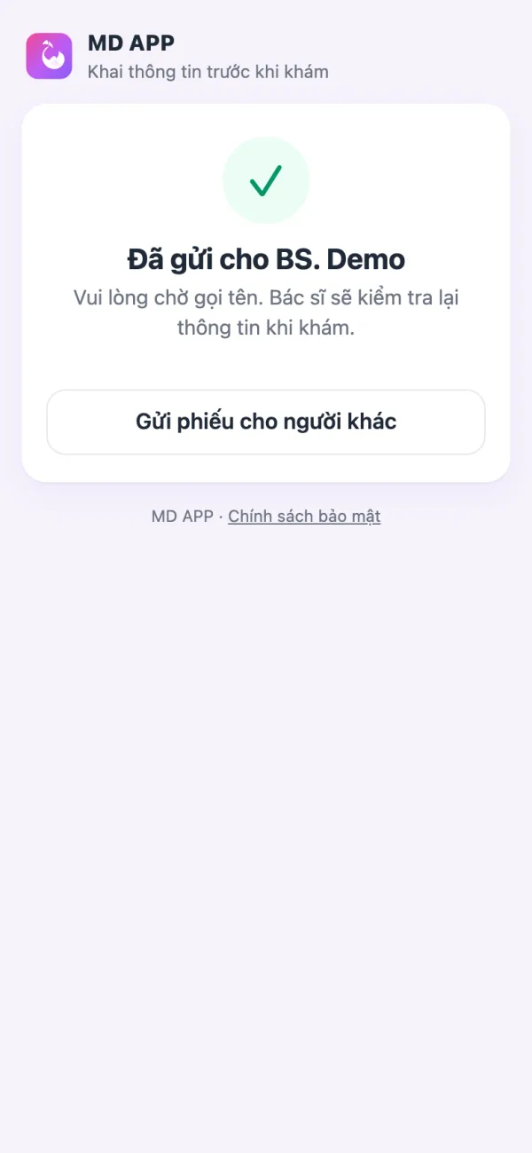 Đã gửi thông tin