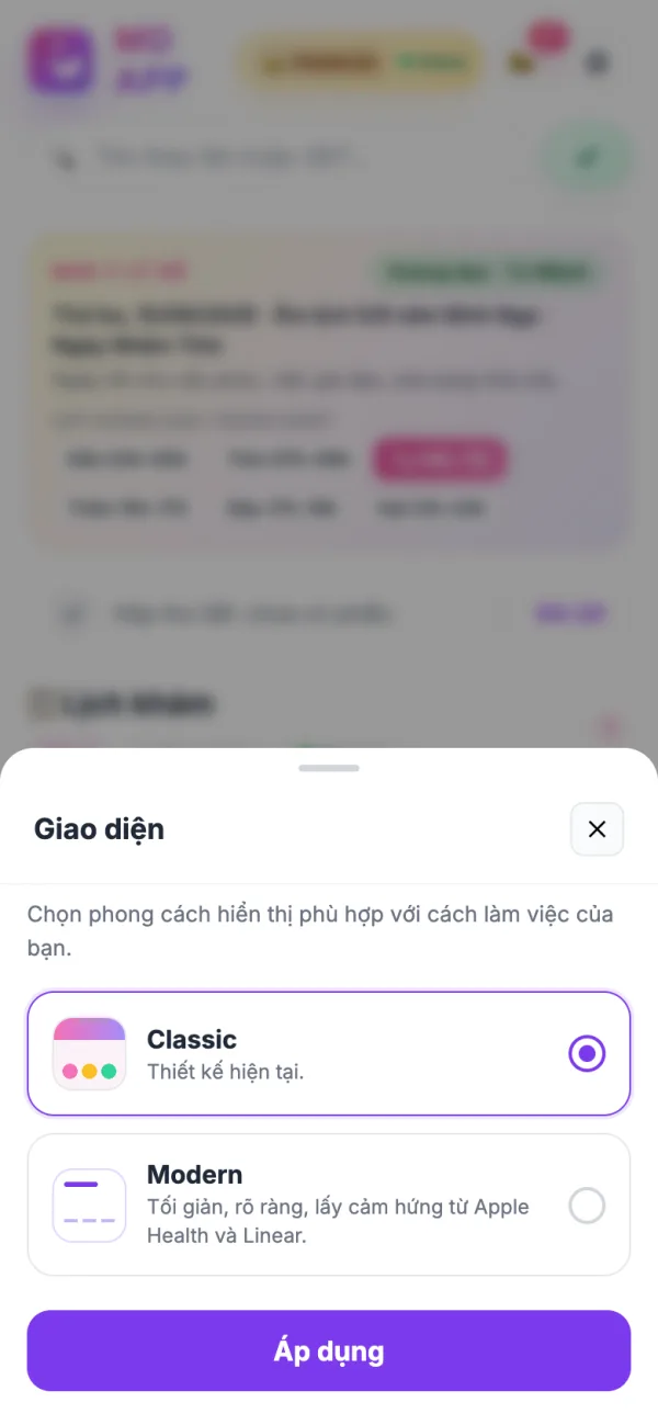 Chọn giao diện