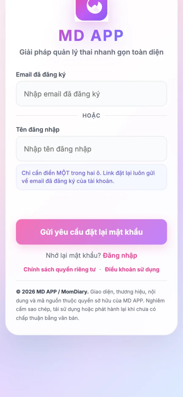 Màn hình quên mật khẩu